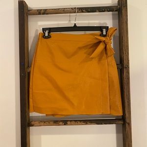 Cute pleather wrap mustard skirt